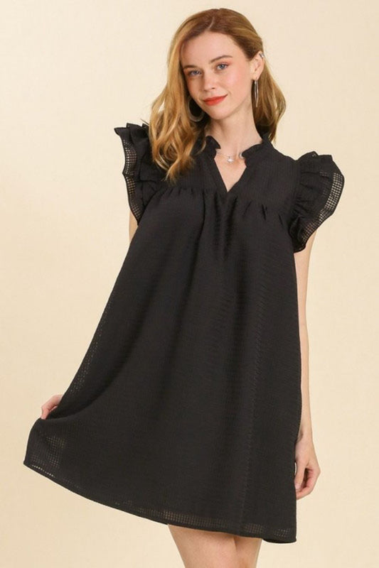 Umgee Full Size Layered Ruffle Sleeve Mini Dress - Drazelle Store