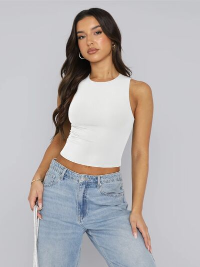 Round Neck Cropped Tank - Drazelle Store