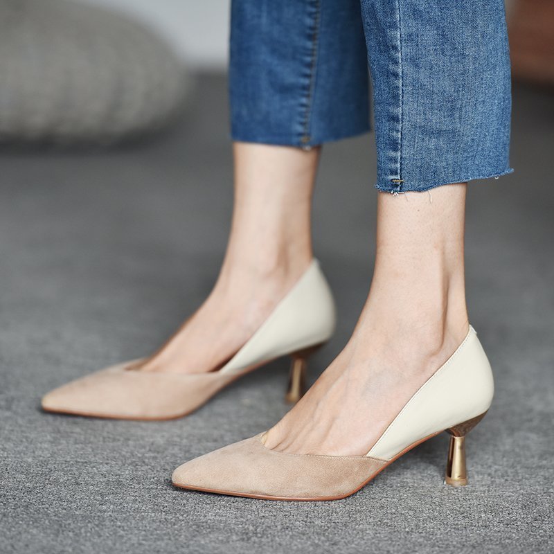 Women's Nude Autumn Pointed Toe Pumps - Drazelle Store