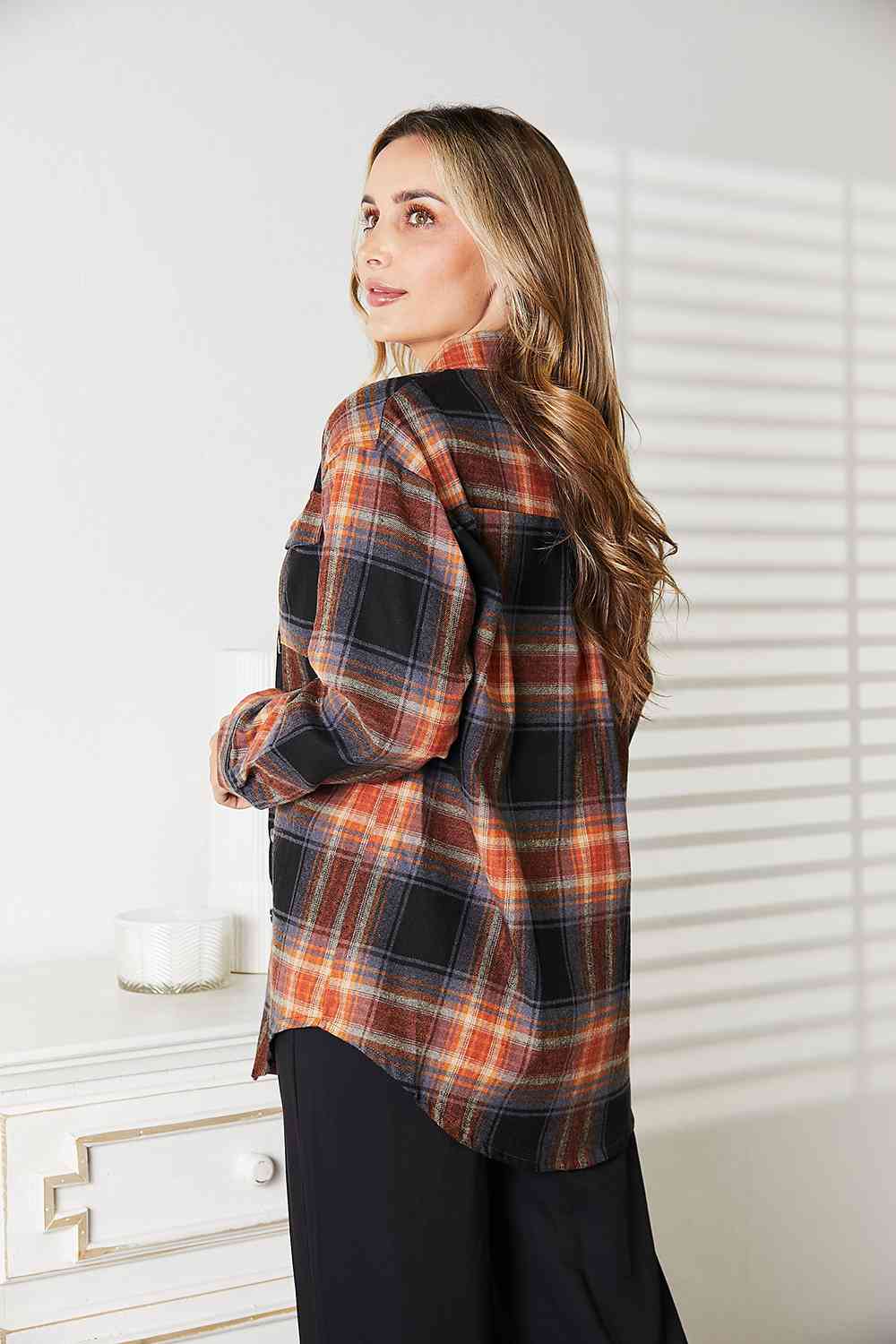 Mandy Plaid Dropped Shoulder Shirt - Drazelle Store