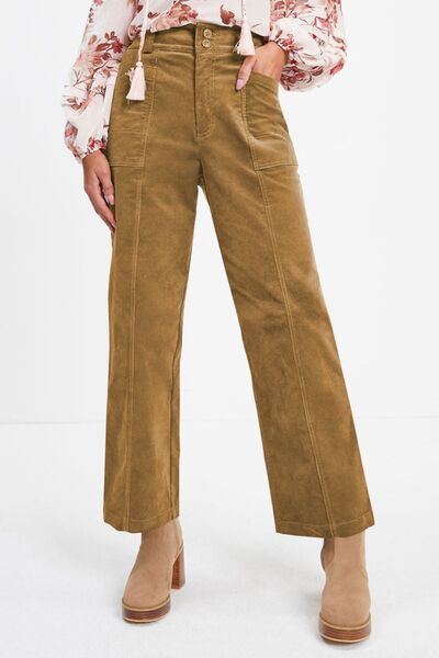 Half Elastic Waist Straight Pants - Drazelle Store