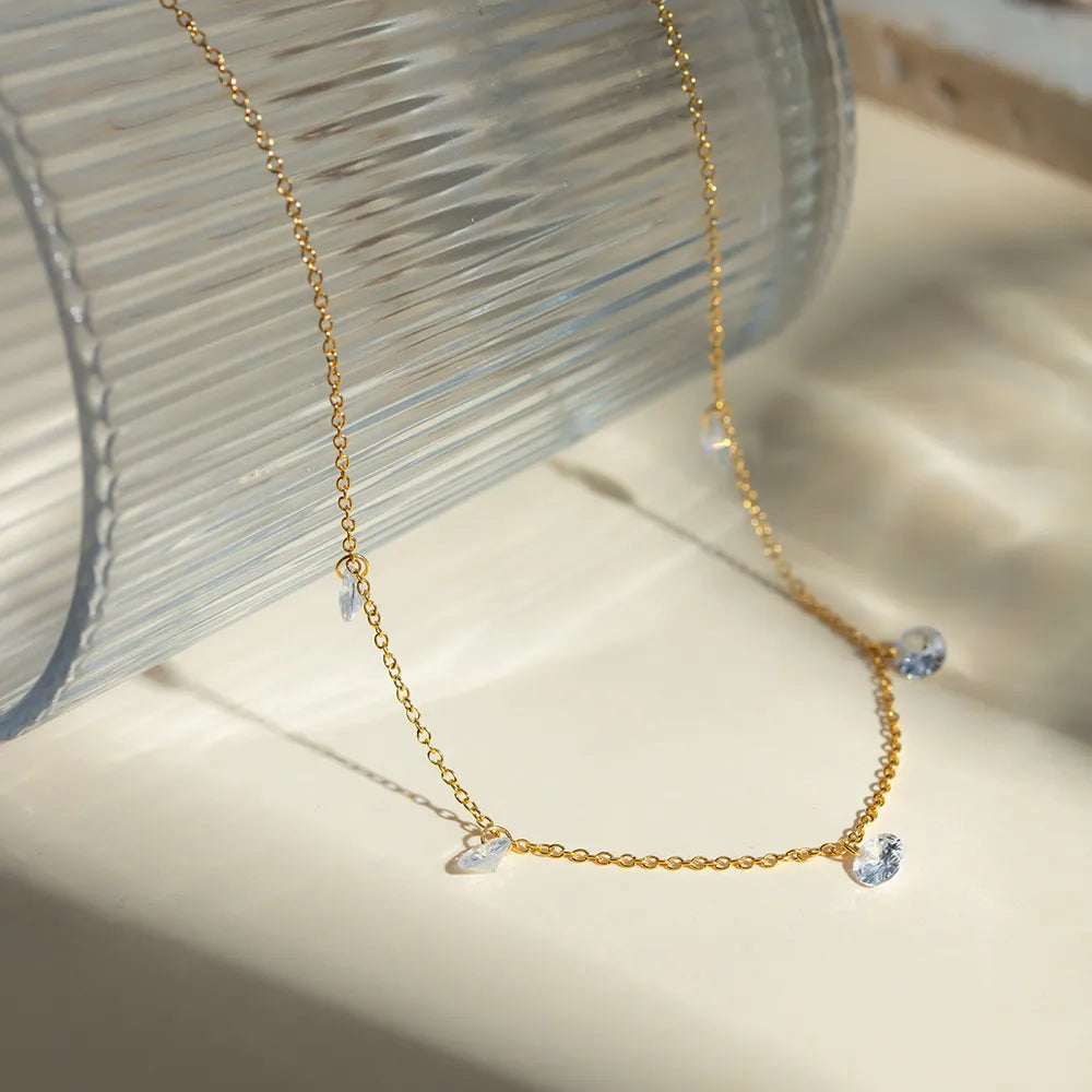 Stainless Steel Rhinestone Charm Necklace - Drazelle Store