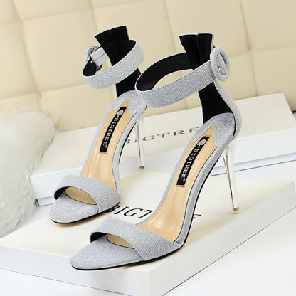 Korean fashion metal high heels - Drazelle Store