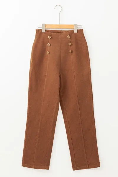 Decorative Button Straight Leg Pants - Drazelle Store