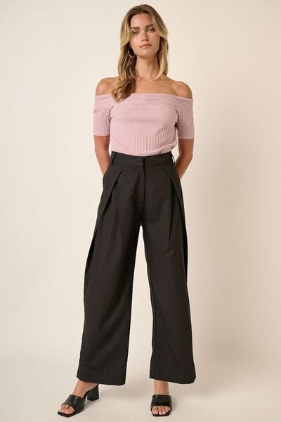 Mittoshop Deep Pleated High Waisted Wide Leg Pants - Drazelle Store