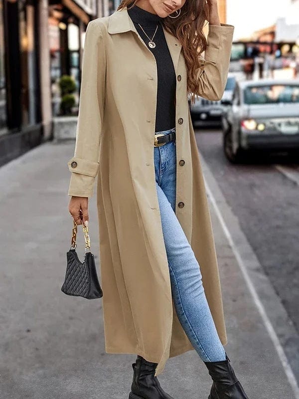 Button Long Trench Coat