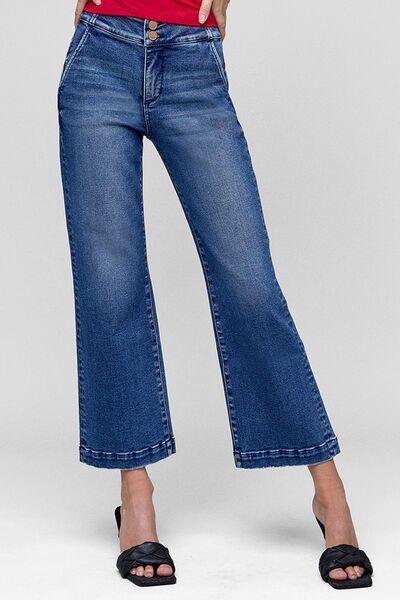 RISEN Tummy Control High Rise Crop Jeans - Drazelle Store