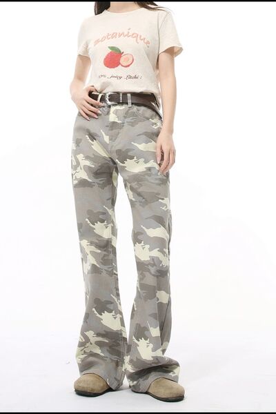 Camouflage Bootcut Jeans with Pockets - Drazelle Store