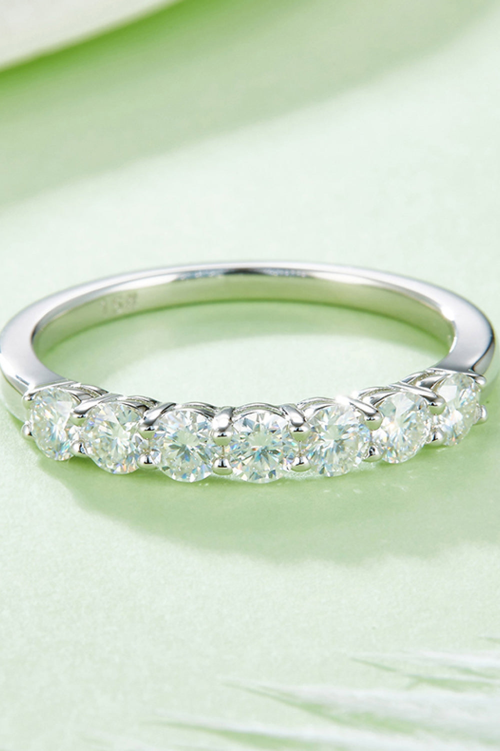 Moissanite Platinum-Plated Half-Eternity Ring - Drazelle Store