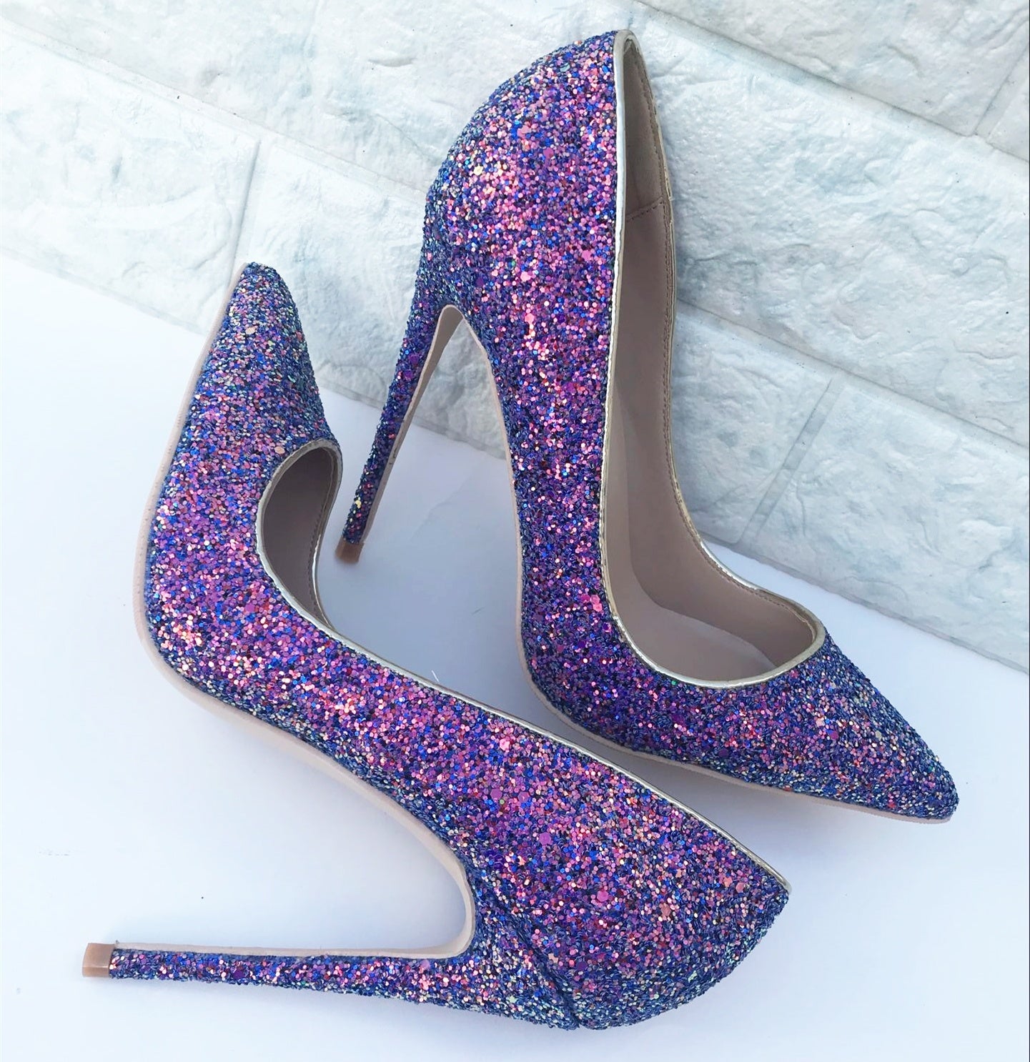 Symphony purple sequin high heels - Drazelle Store