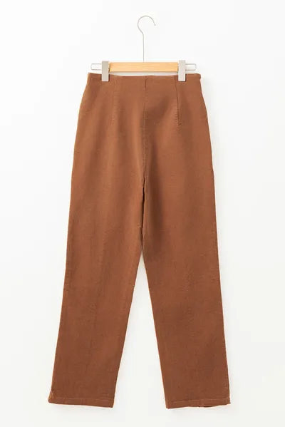 Decorative Button Straight Leg Pants - Drazelle Store