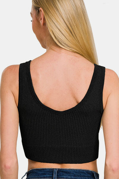 Zenana Ribbed Seamless Tank with Pads - Drazelle Store