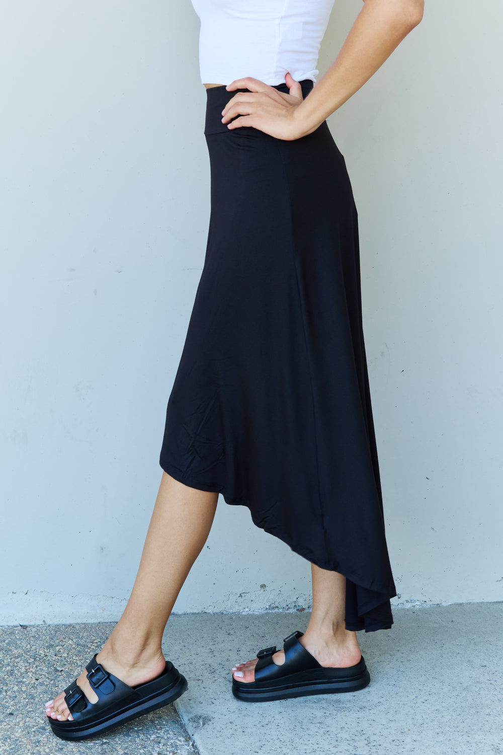 Ninexis First Choice High Waisted Flare Maxi Skirt in Black - Drazelle Store