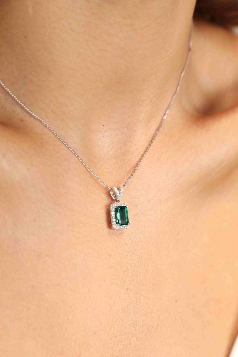 Adored 1.25 Carat Lab-Grown Emerald Pendant Necklace - Drazelle Store