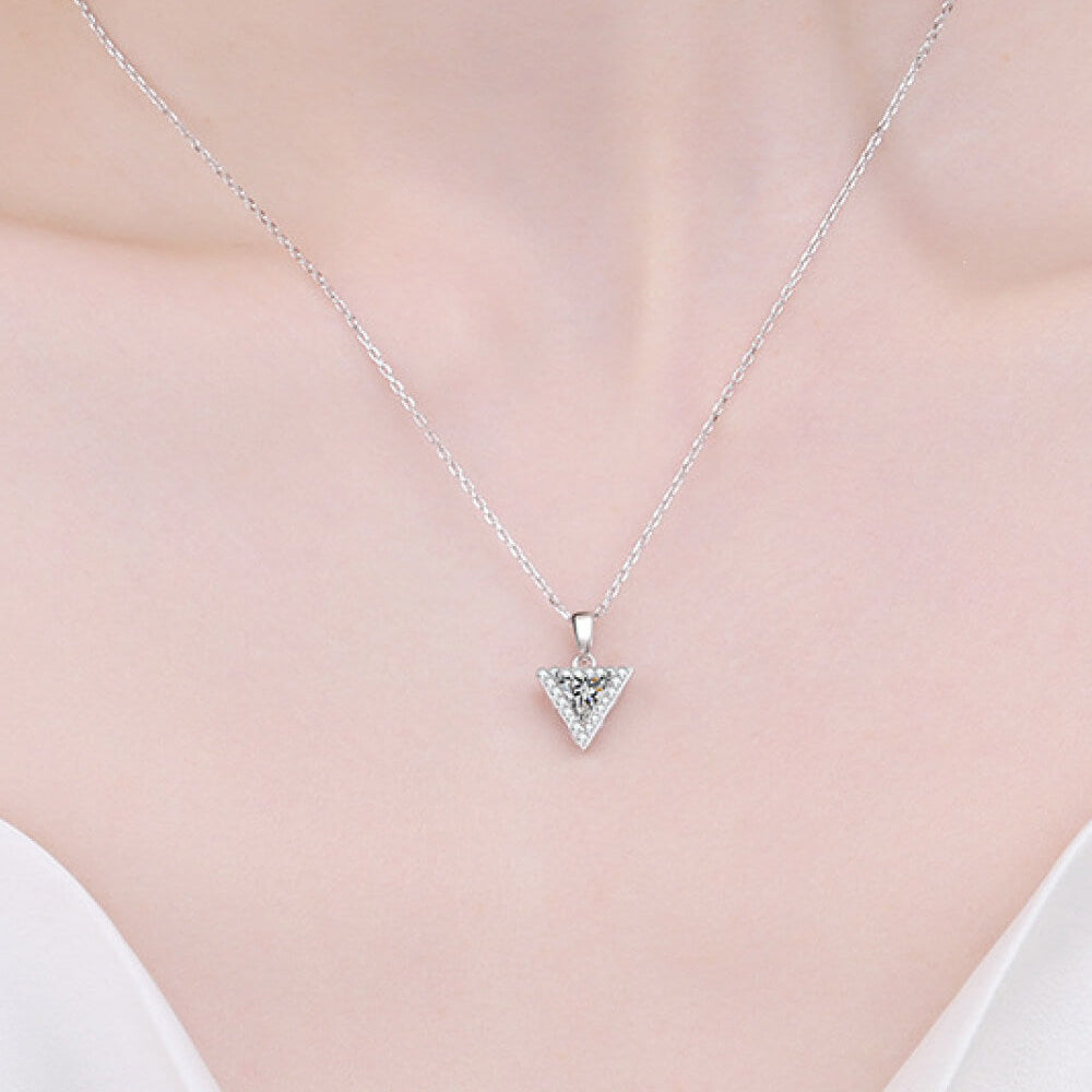 925 Sterling Silver Triangle Moissanite Pendant Necklace - Drazelle Store