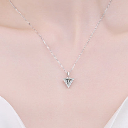 925 Sterling Silver Triangle Moissanite Pendant Necklace - Drazelle Store