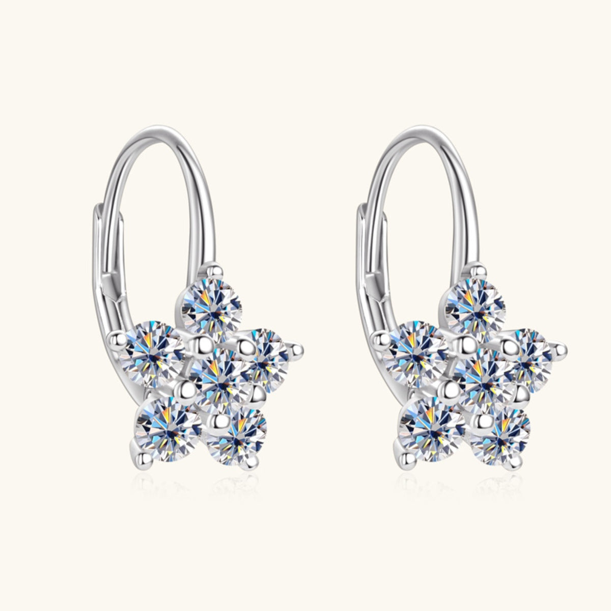 1.2 Carat 925 Sterling Silver Moissanite Flower Earrings - Drazelle Store