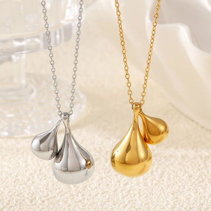 Stainless Steel Water Drop Shape Pendant Necklace - Drazelle Store