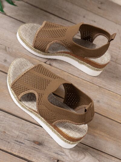 Open Toe Woven Wedge Sandals - Drazelle Store 