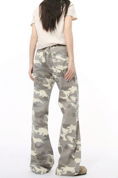 Camouflage Bootcut Jeans with Pockets - Drazelle Store