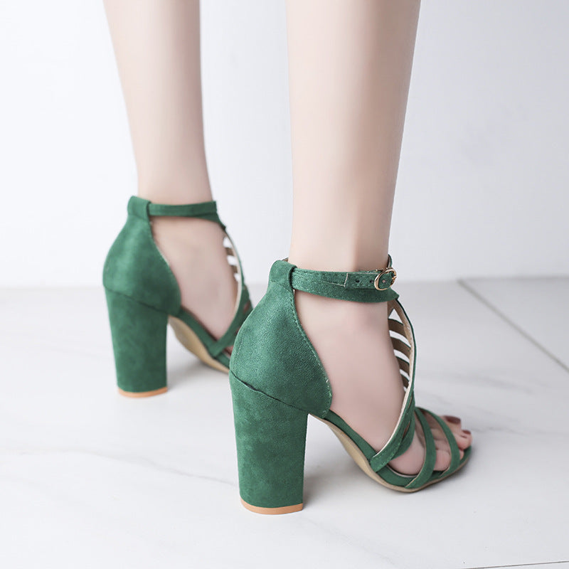 Pointed Square Buckle Heels - Drazelle Store