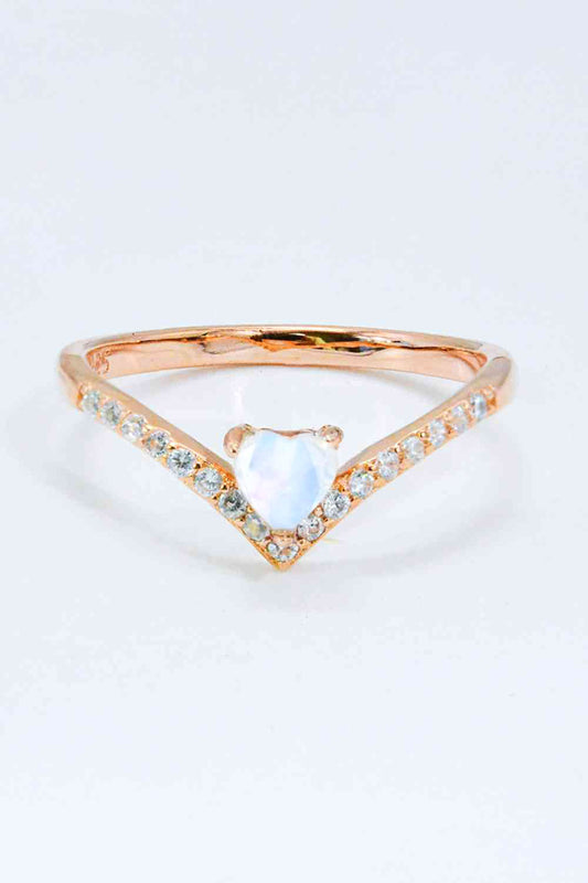 Moonstone Heart-Shaped Ring - Drazelle Store