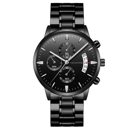 Quartz Waterproof Black Refined Steel Watches - Drazelle Store