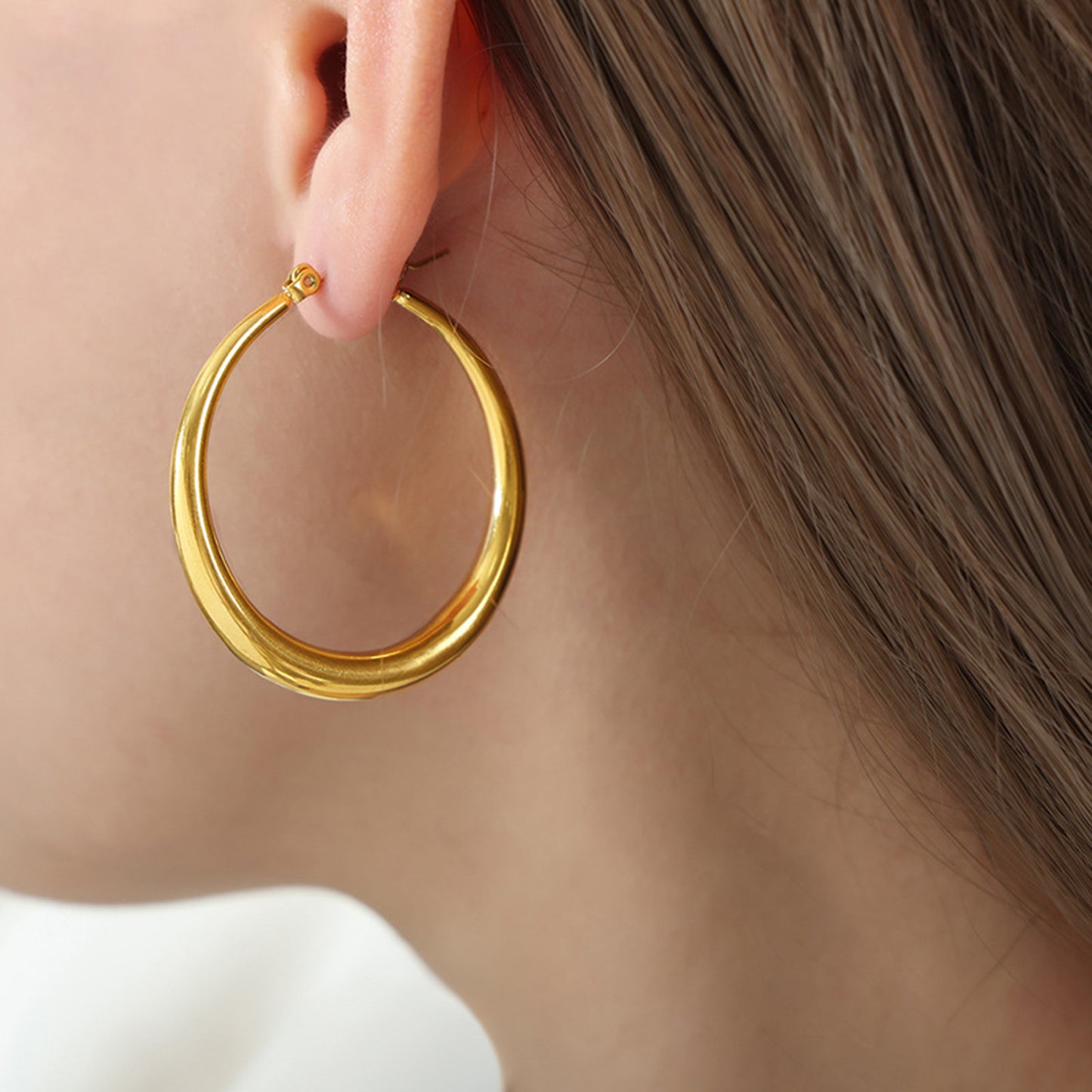 Gold-Plated Hoop Earrings-Drazelle Store