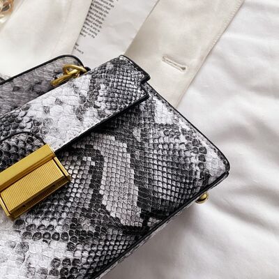 PU Leather Snakeskin Print Crossbody Bag - Drazelle Store