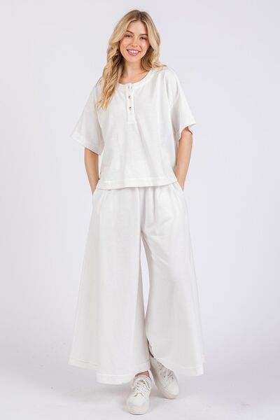 Half Button Half Sleeve Top and Pants Set - Drazelle Store