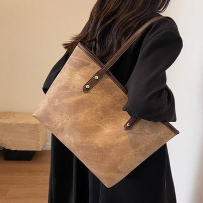 Vintage Decent Leather Tote Bag - Drazelle Store