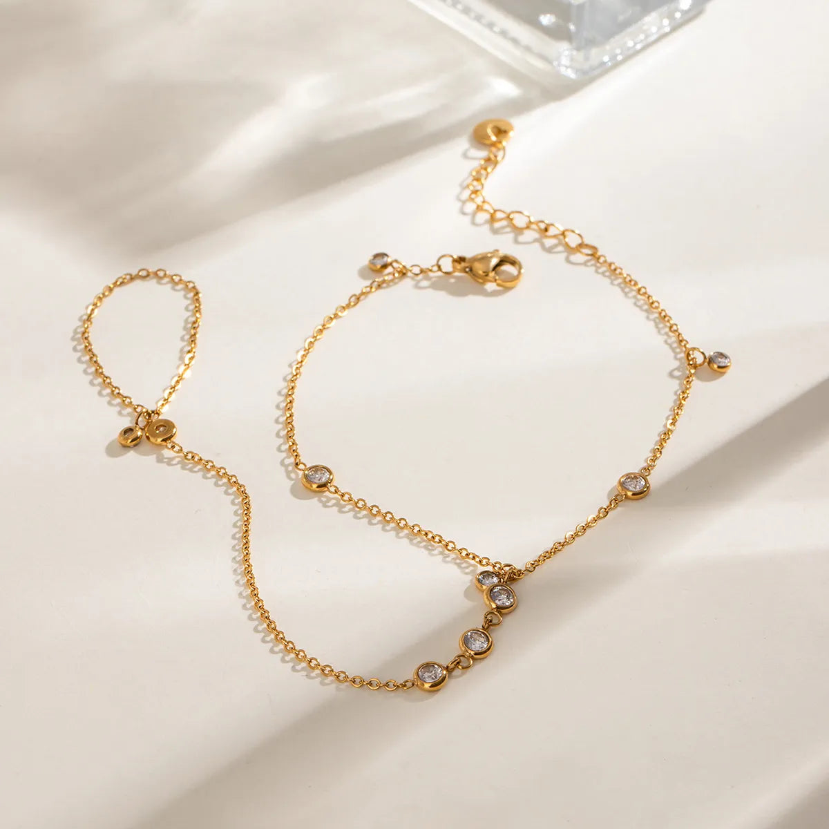 18K Gold-Plated Inlaid Rhinestone Chain Bracelet - Drazelle Store