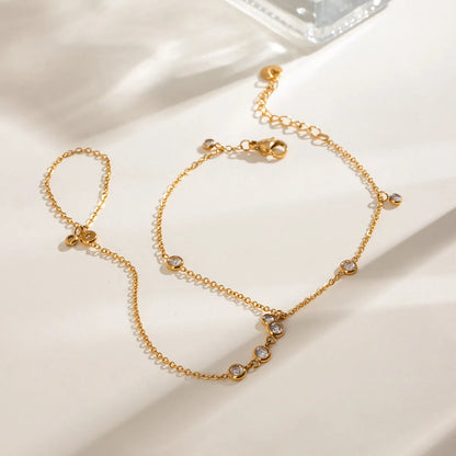 18K Gold-Plated Inlaid Rhinestone Chain Bracelet - Drazelle Store