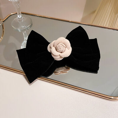 Rose Trim Bow Hair Clip - Drazelle Store