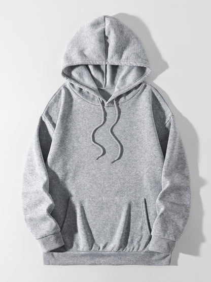 Drawstring Dropped Shoulder Hoodie - Drazelle Store