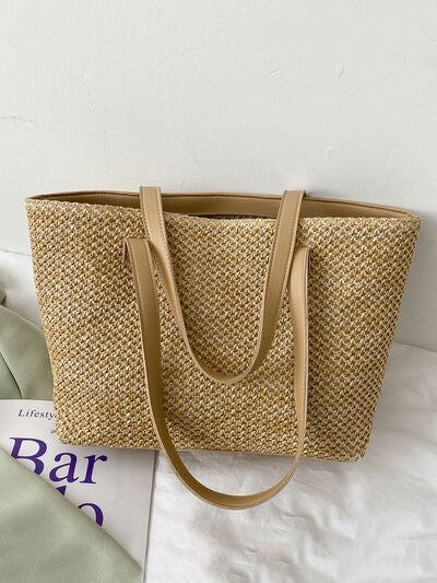 Solid Color Woven Tote Bag - Drazelle Store