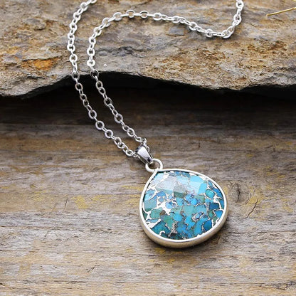 Turquoise Chain Pendant Necklace - Drazelle Store