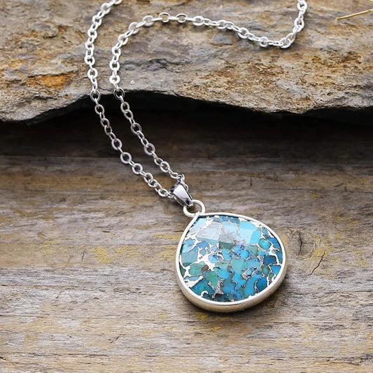 Turquoise Chain Pendant Necklace - Drazelle Store