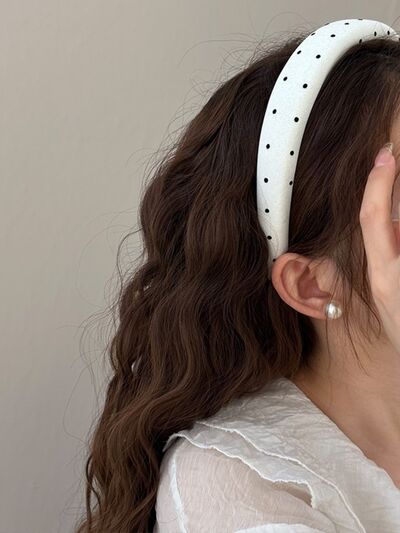 Polka Dot Polyester Wide Headband - Drazelle Store