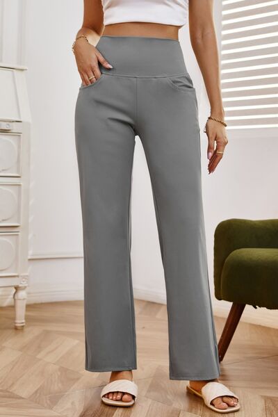 High Waist Wide Leg Pants with Pockets - Drazelle Store