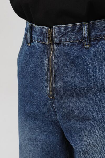 Mid Rise Baggy Jeans with Pockets - Drazelle Store