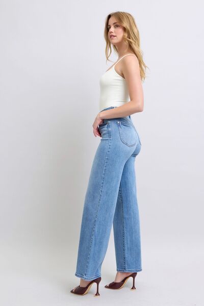 Judy Blue Full Size Wide Leg Jeans with Pockets - Drazelle Store