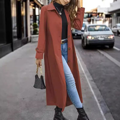 Button Long Trench Coat