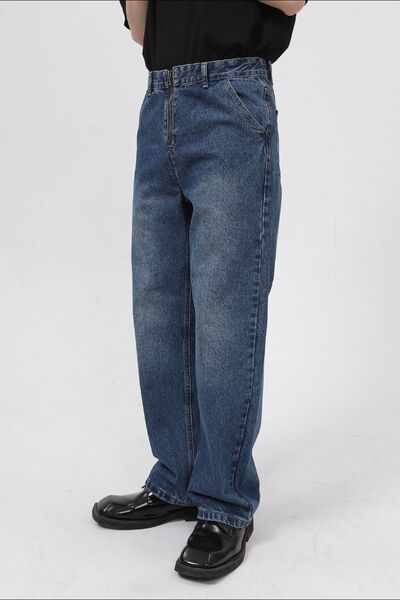 Mid Rise Baggy Jeans with Pockets - Drazelle Store