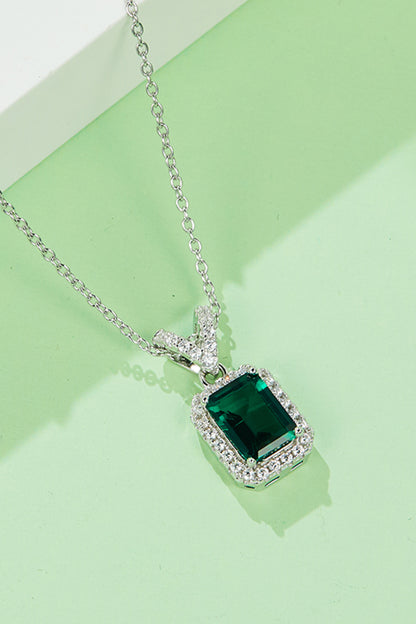 Adored 1.25 Carat Lab-Grown Emerald Pendant Necklace - Drazelle Store