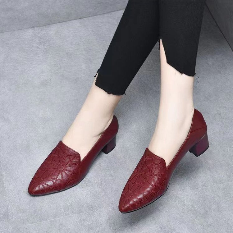 Soft Bottom Pointed Toe Pumps Women's Mid Heel - Drazelle Store