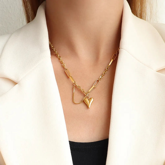 Titanium Steel Heart Pendant Necklace - Drazelle Store