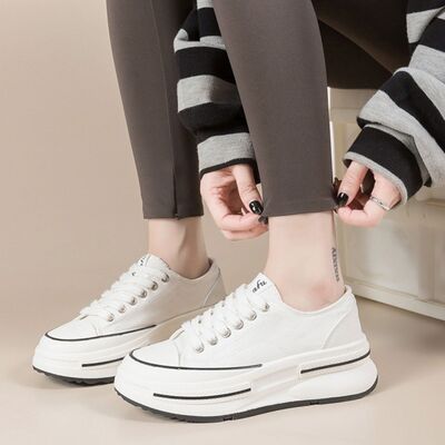 Tied Round Toe Platform Sneakers - Drazelle Store