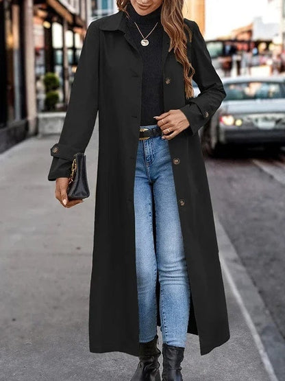 Button Long Trench Coat