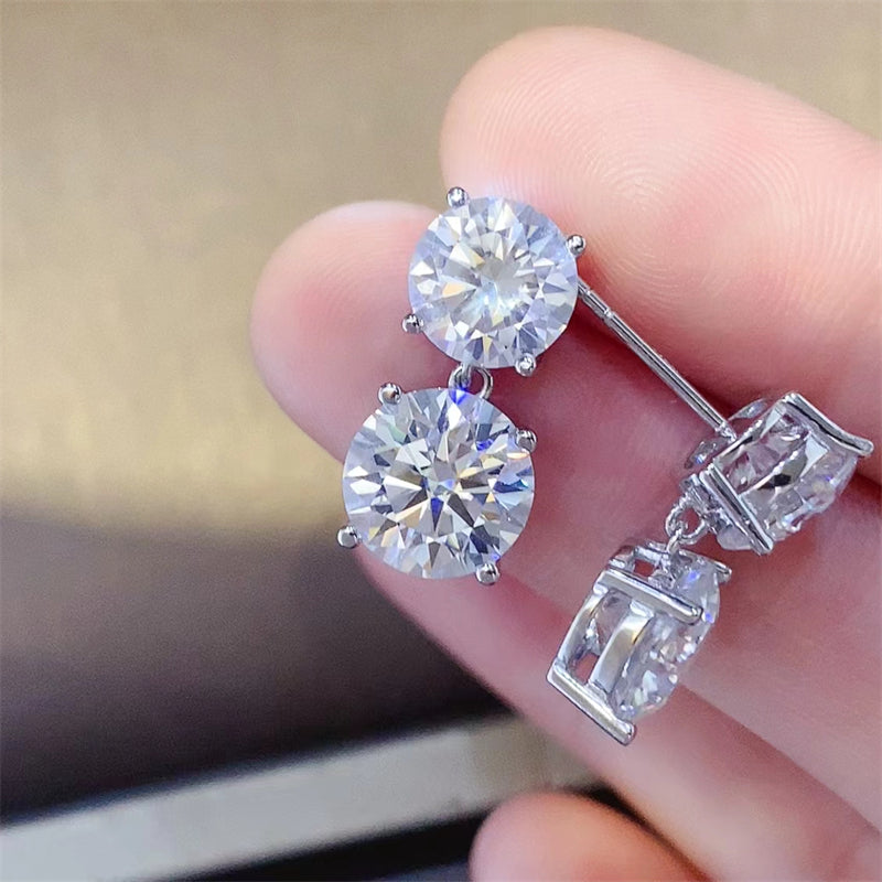 10 Carat Moissanite 925 Sterling Silver Earrings - Drazelle Store